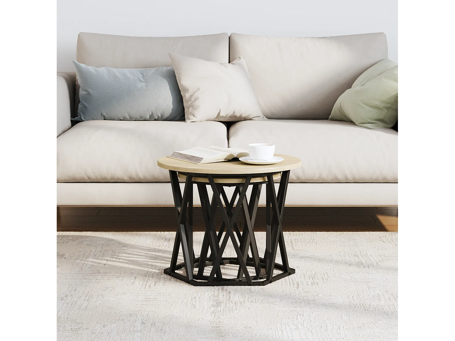 Tables d'appoint empilables 2 pcs Chêne Sonoma Bois reconstitué