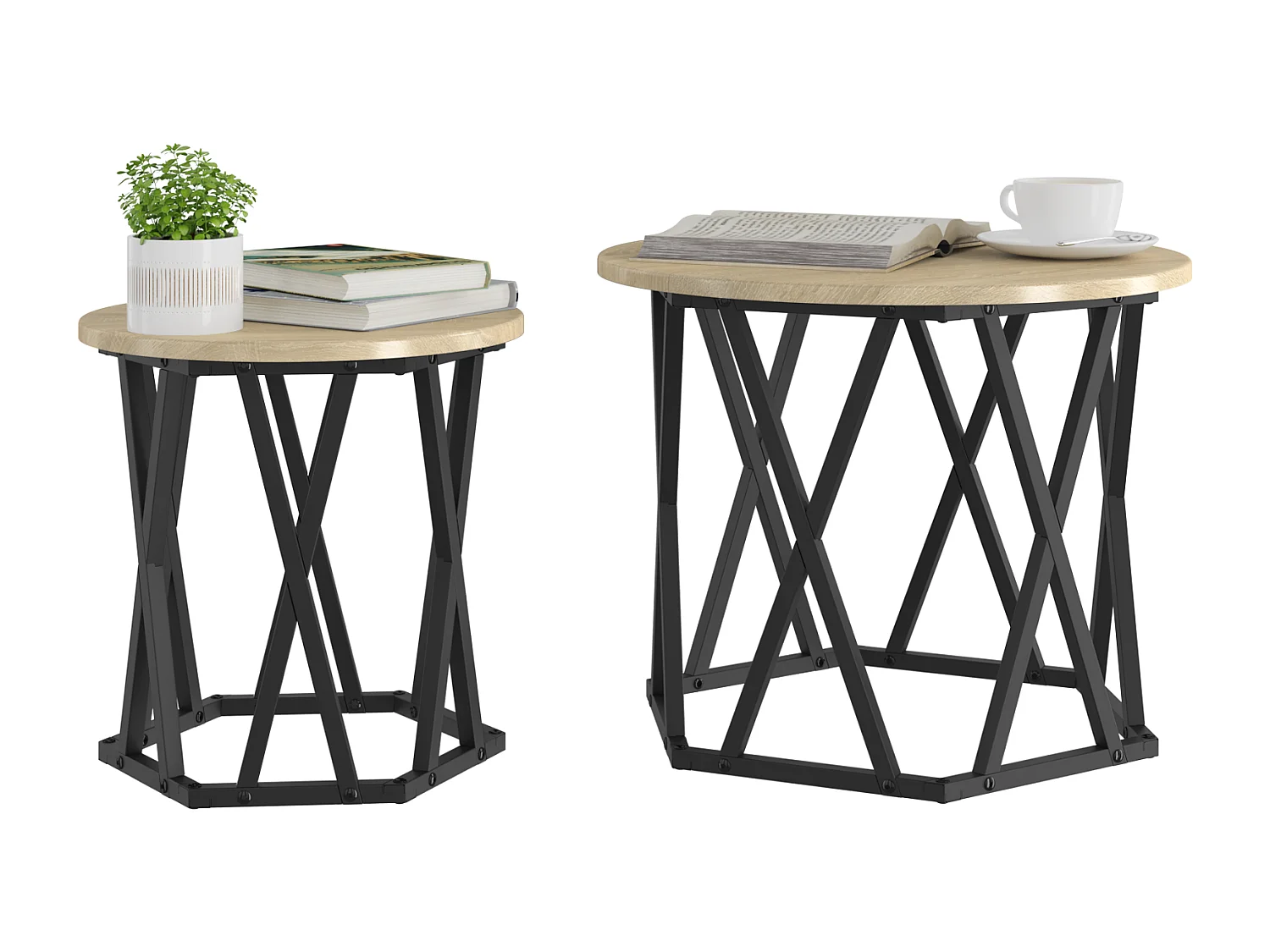 Tables d'appoint empilables 2 pcs Chêne Sonoma Bois reconstitué