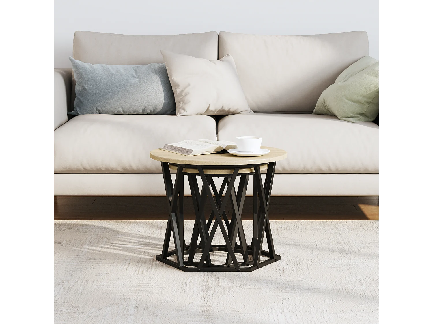 2-delige stapelbare bijzettafels Sonoma Eiken Technisch hout