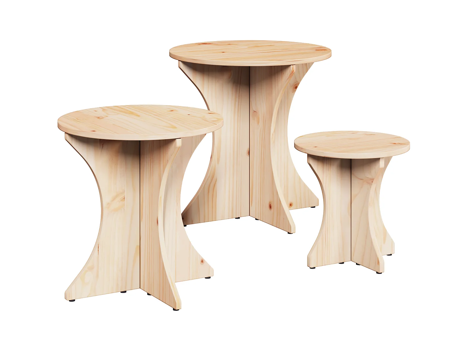 Salontafel 3 stuks Naturel 46 x 46 x 47 cm Massief grenenhout