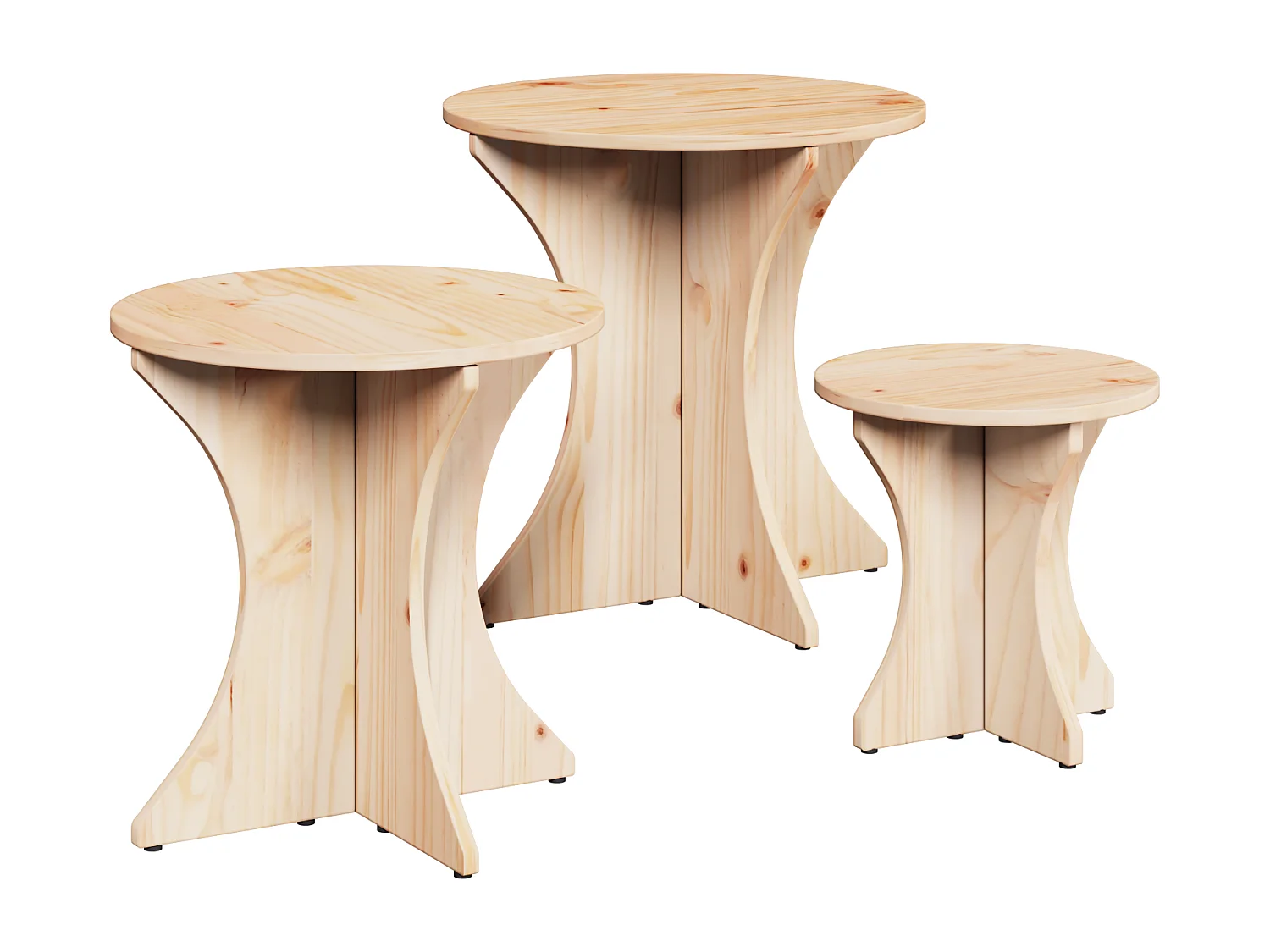 Salontafel 3 stuks Naturel 46 x 46 x 47 cm Massief grenenhout