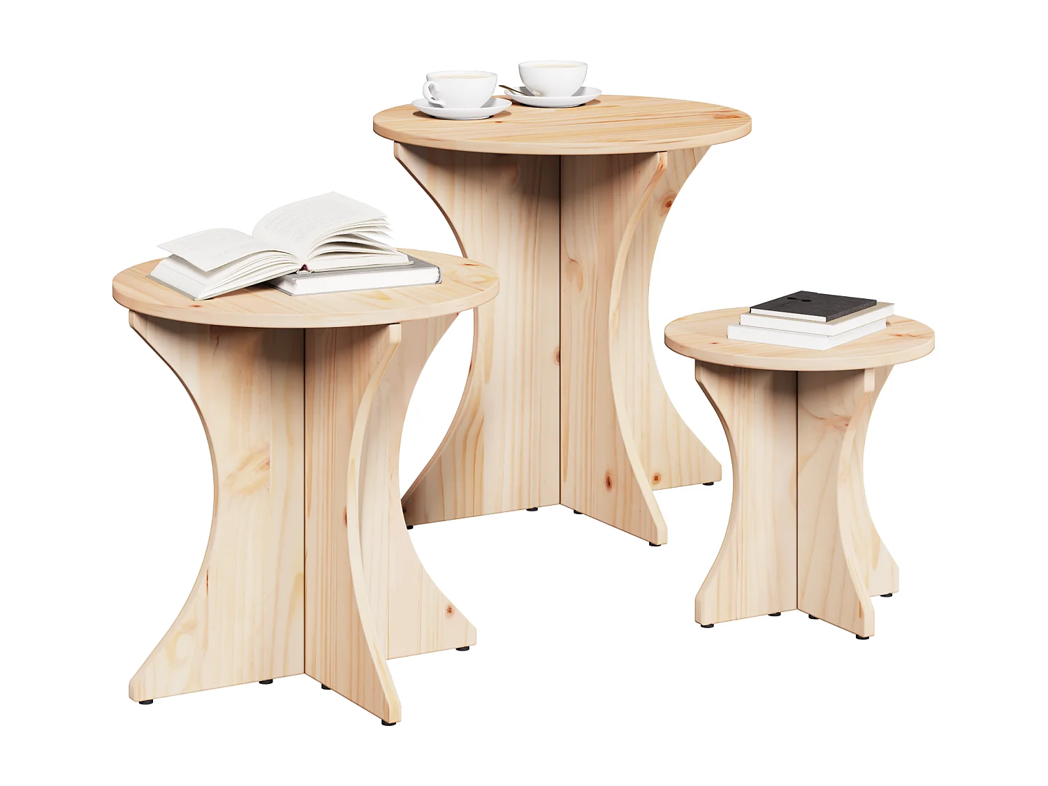 Salontafel 3 stuks Naturel 46 x 46 x 47 cm Massief grenenhout