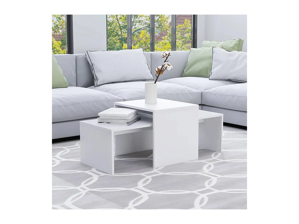 Set di tavolini da caffè bianchi 100x48x40 cm in legno ingegnerizzato