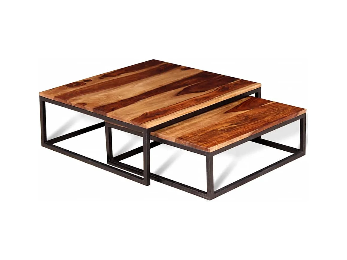 Ensemble de table basse gigogne 2 pcs Bois massif