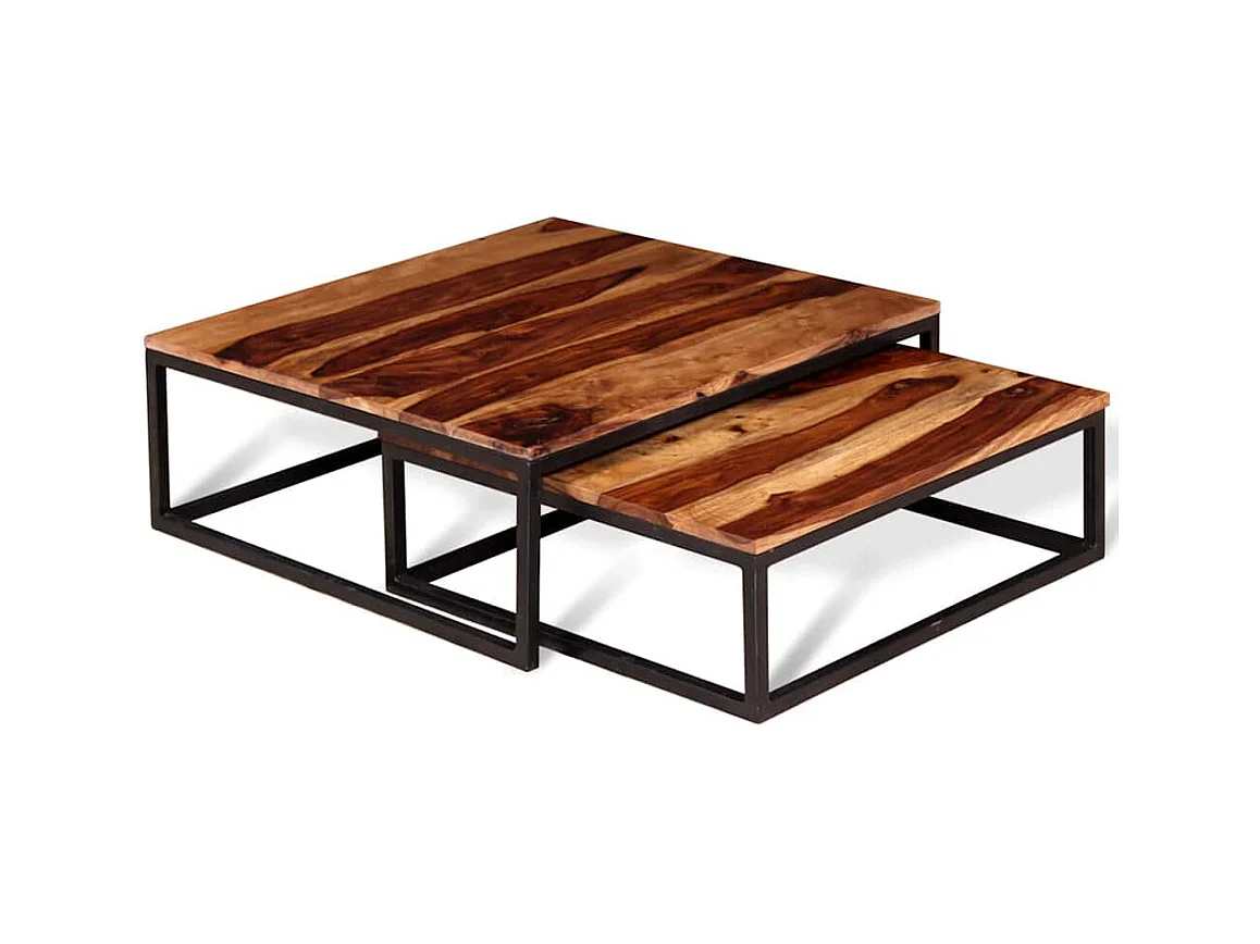 Ensemble de table basse gigogne 2 pcs Bois massif