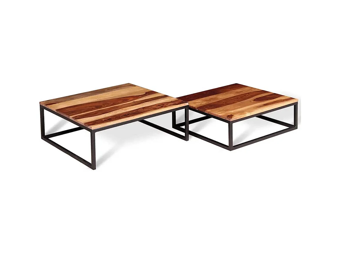 Ensemble de table basse gigogne 2 pcs Bois massif