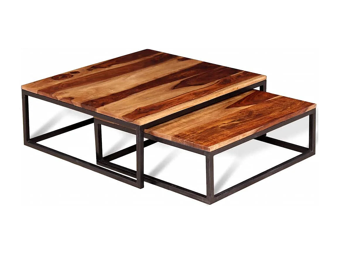 2-delige salontafelset, massief hout