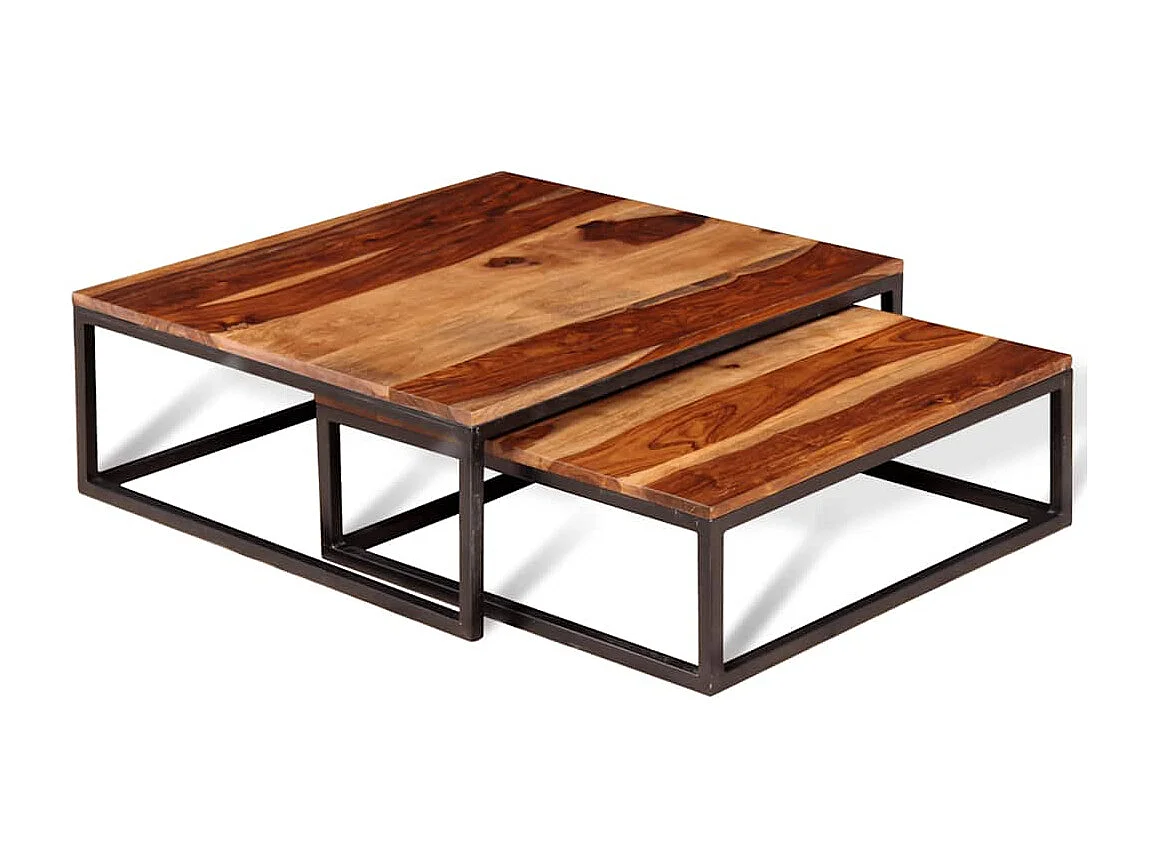 2-delige salontafelset, massief hout