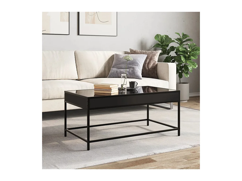 Table basse avec LED infini noir 90x50x41 cm