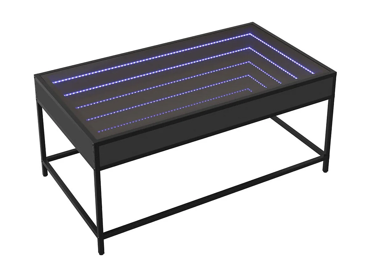 Mesa de centro con LED infinito negra 90x50x41 cm