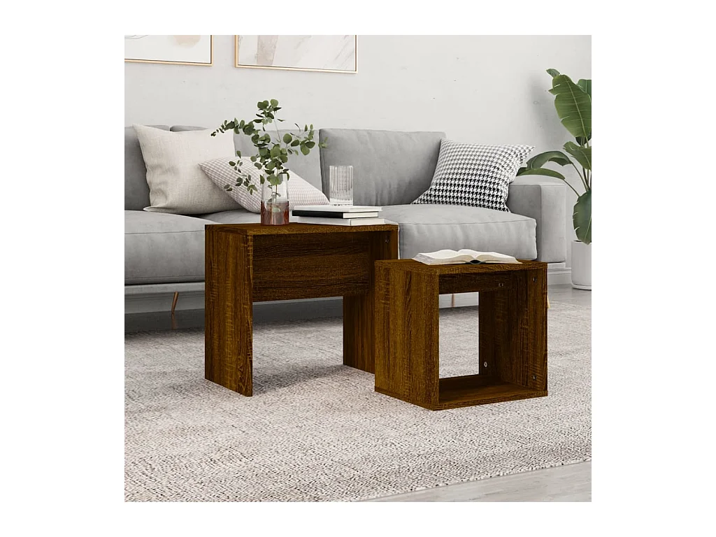 Tables basses gigognes 2 pcs chêne marron bois d'ingénierie