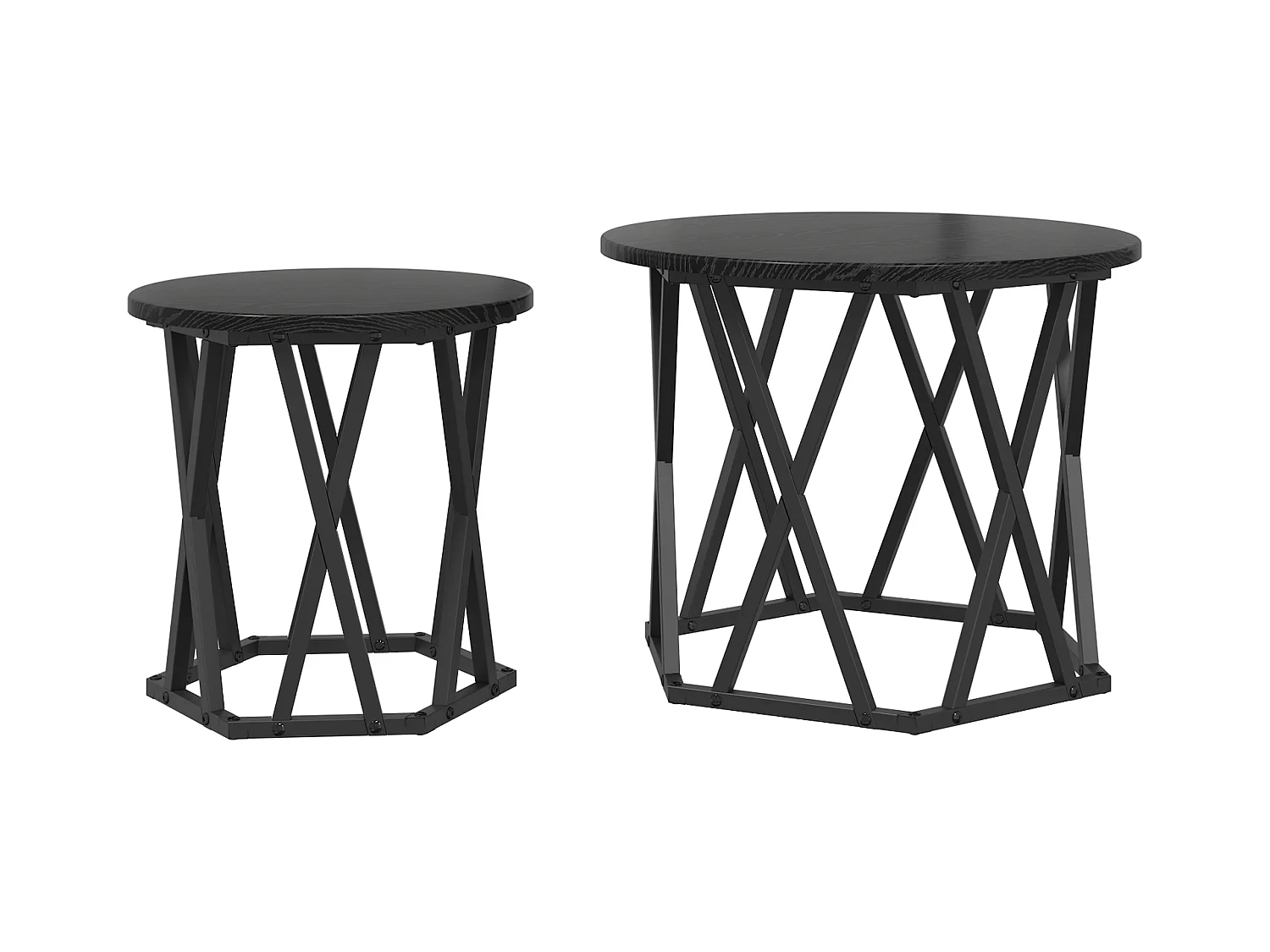 Stapelbare bijzettafels 2 stuks zwart eikenhout