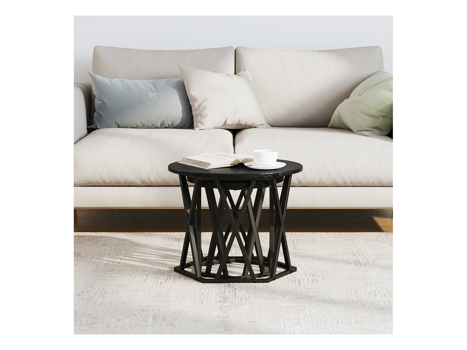 Stapelbare bijzettafels 2 stuks zwart eikenhout