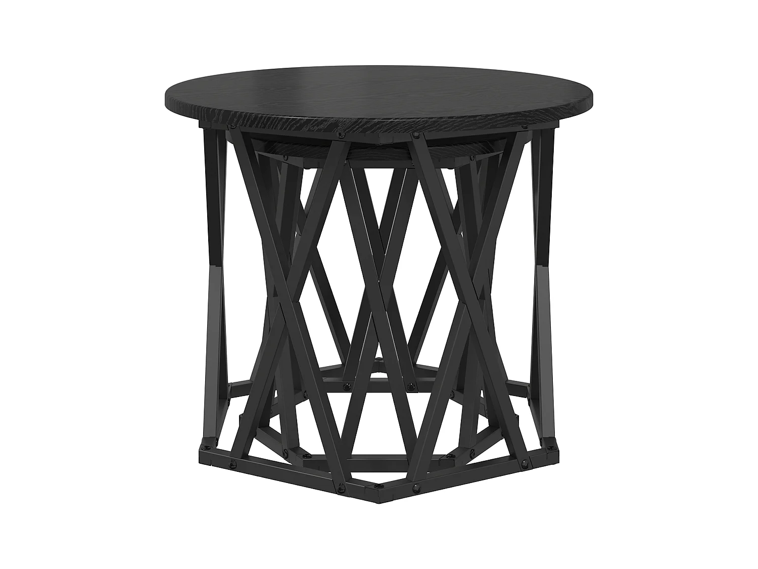 Stapelbare bijzettafels 2 stuks zwart eikenhout