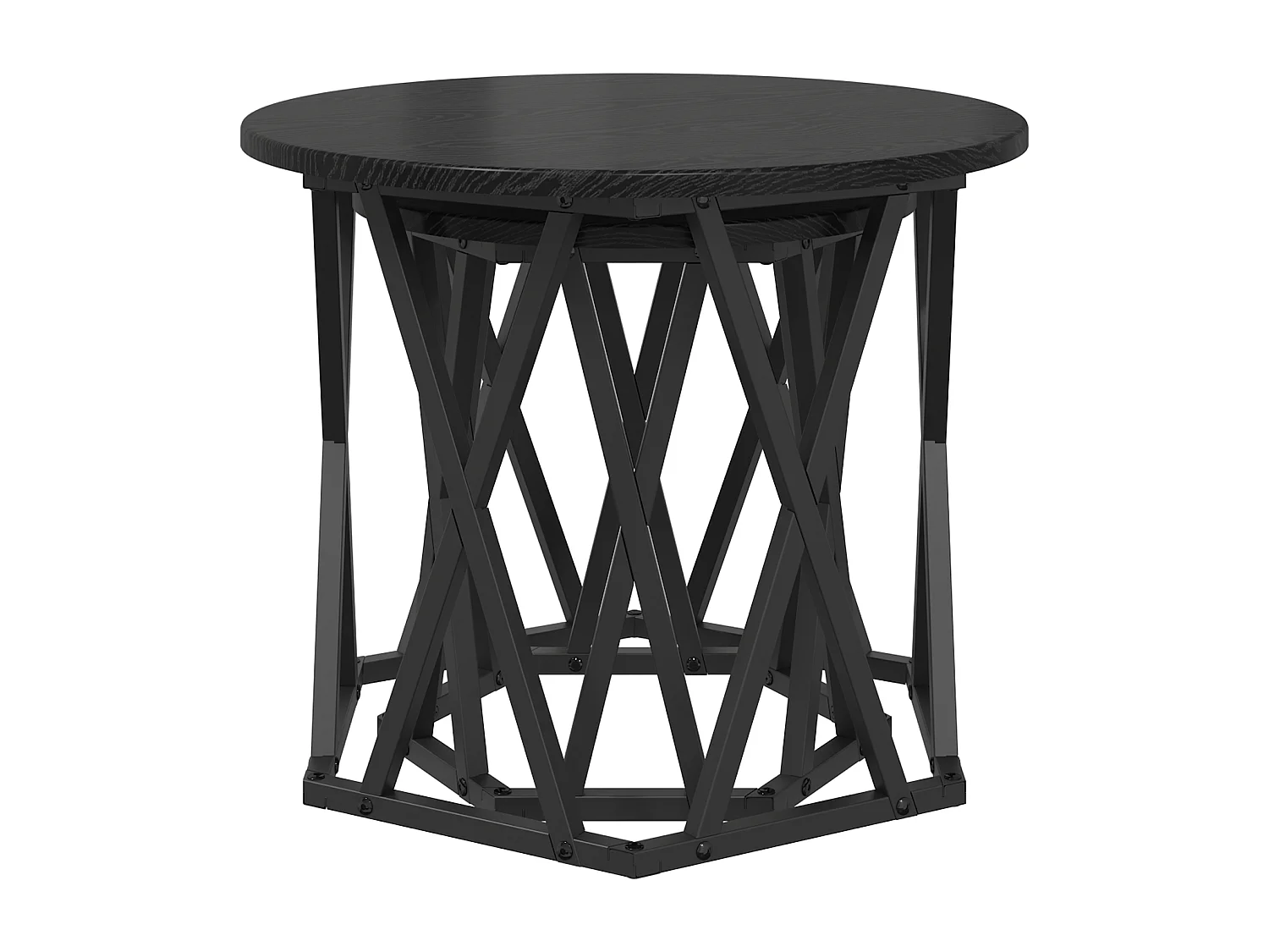 Mesas auxiliares apilables 2 piezas Madera de roble negro