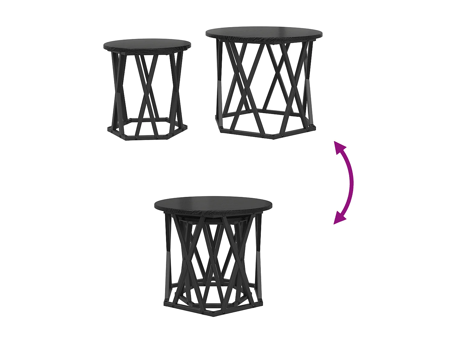 Mesas auxiliares apilables 2 piezas Madera de roble negro