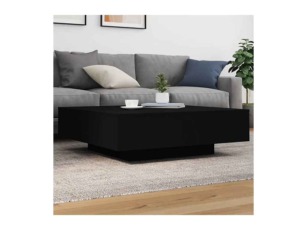 Table basse noir 100x100x31 cm bois d'ingénierie