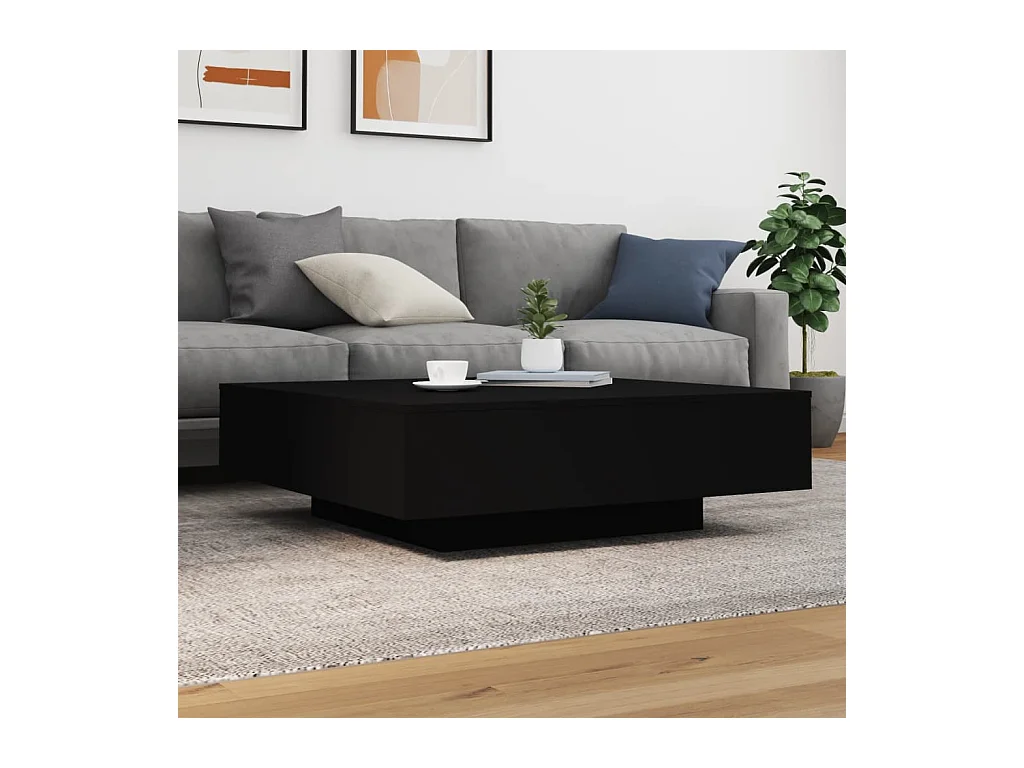 Table basse noir 100x100x31 cm bois d'ingénierie