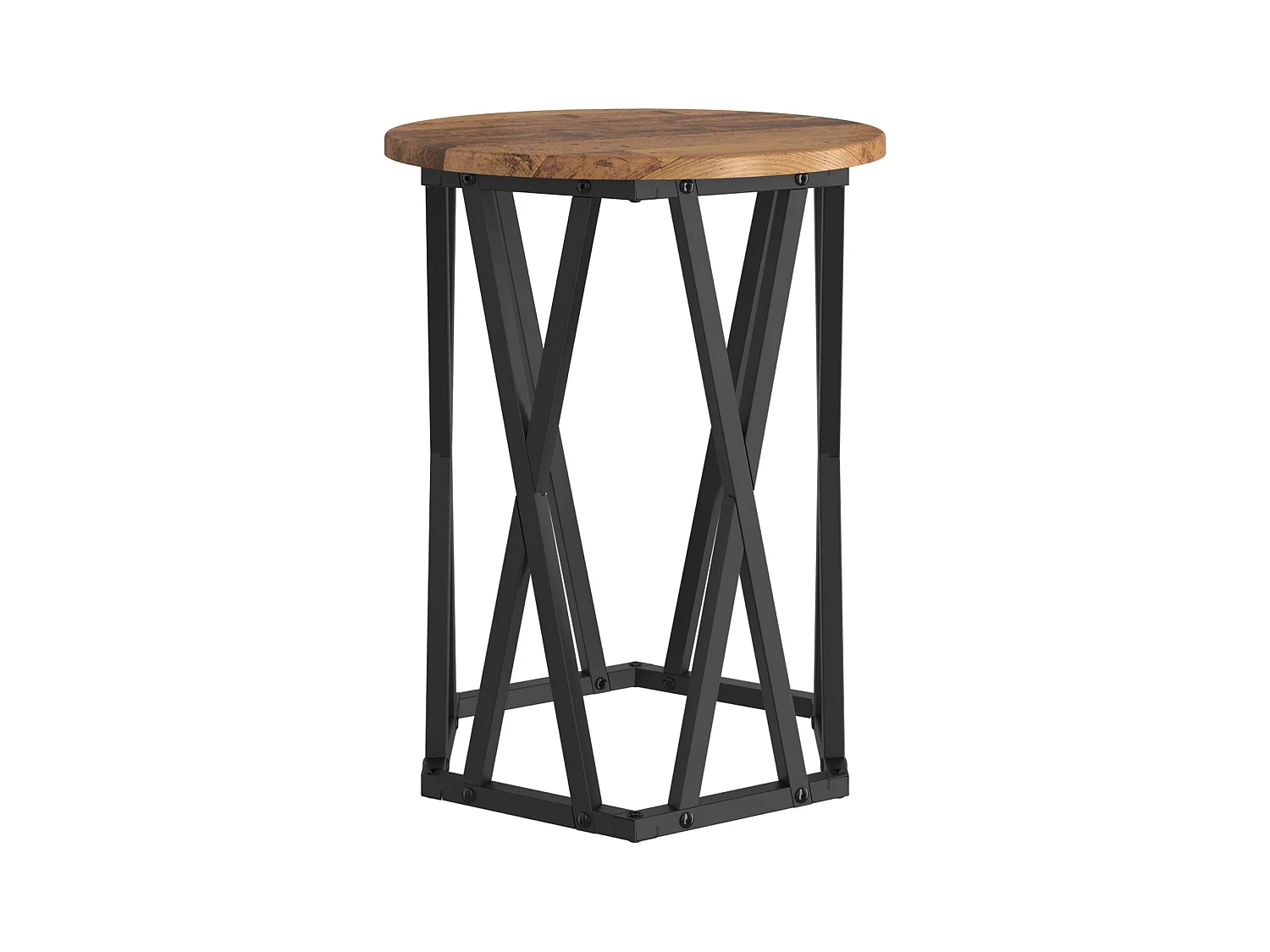 2-delige bijzettafel in antiek hout