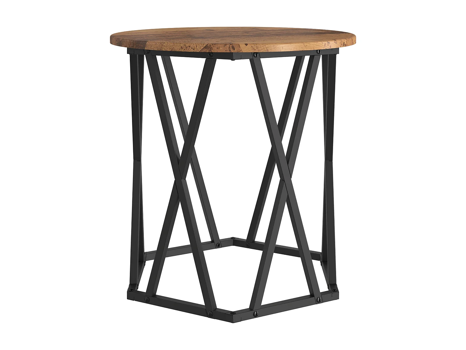 Mesa auxiliar de 2 piezas en madera antigua