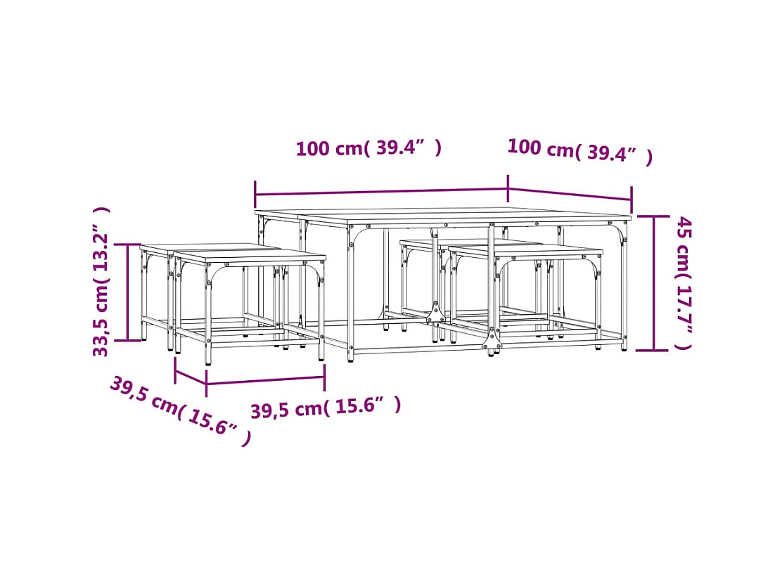 Tables basses gigognes 5 pcs chêne sonoma bois d'ingénierie