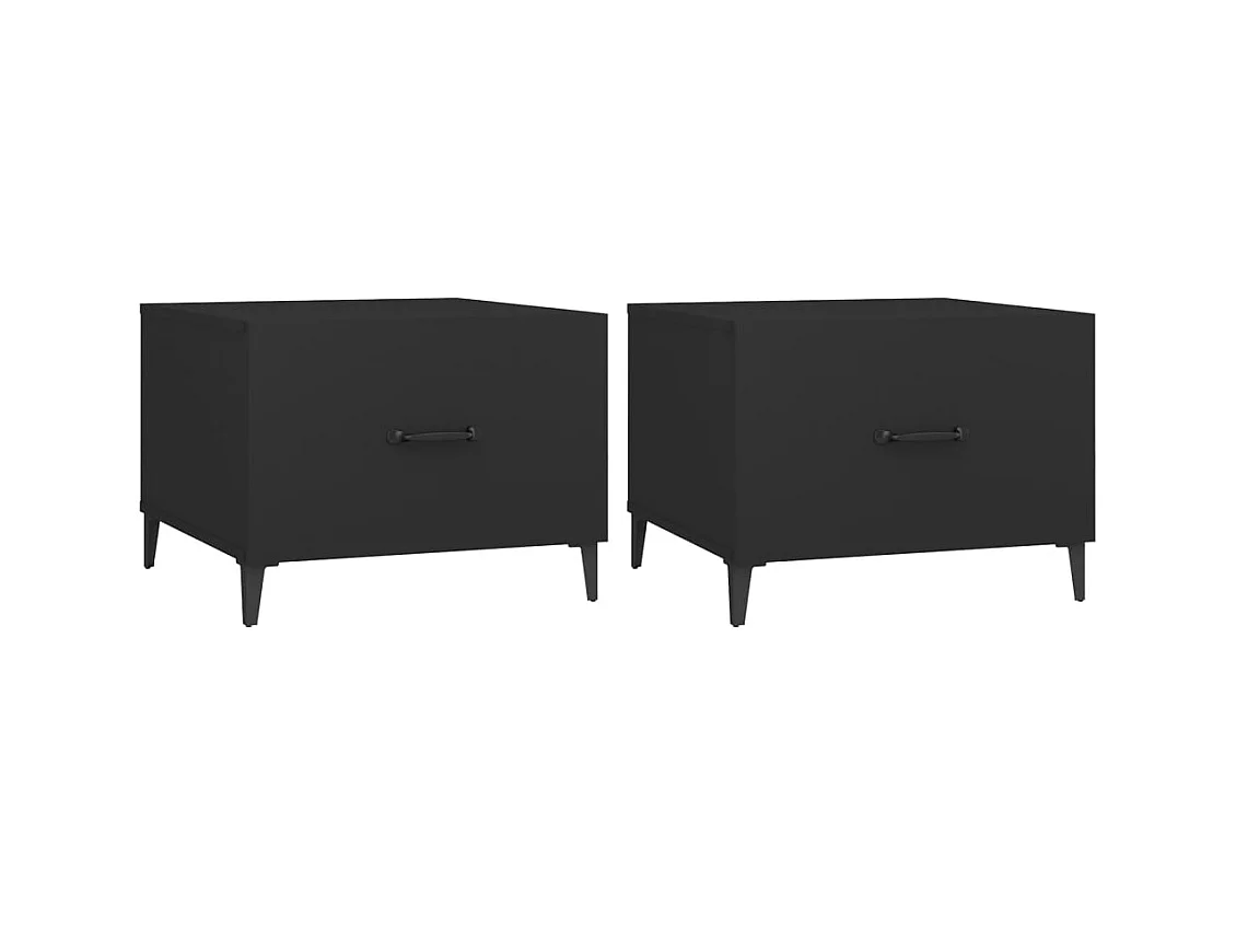 Mesas de centro con patas de metal 2 uds Negro 50x50x40 cm