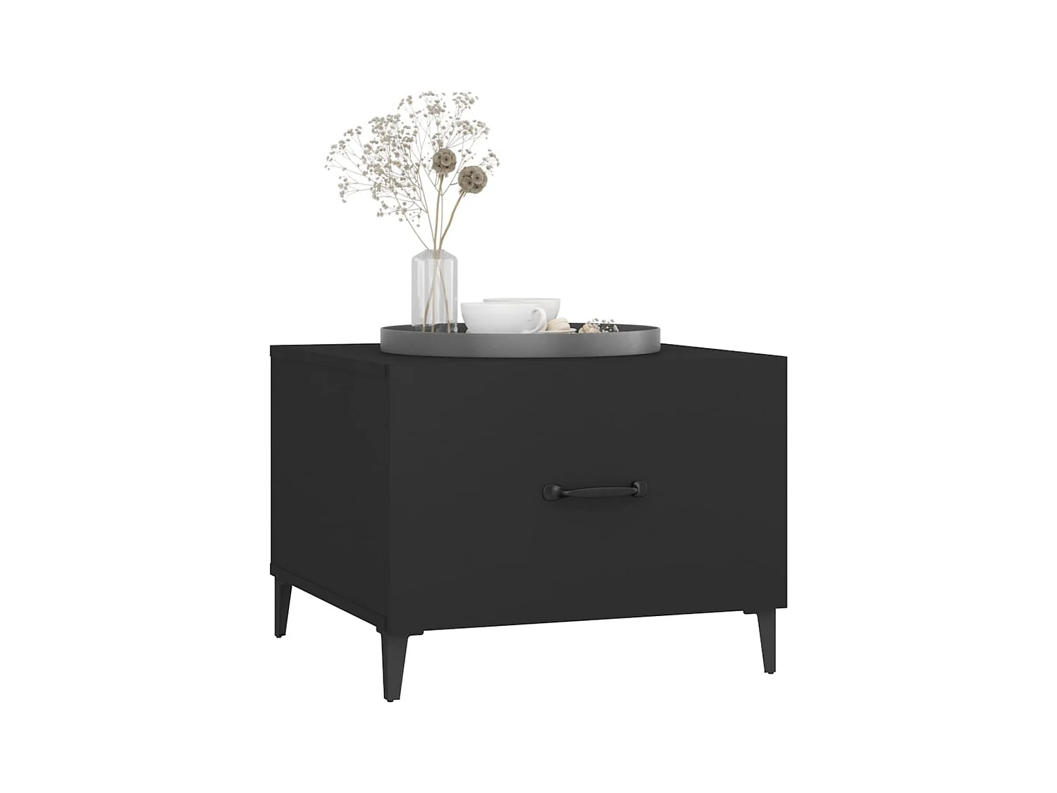 Mesas de centro con patas de metal 2 uds Negro 50x50x40 cm