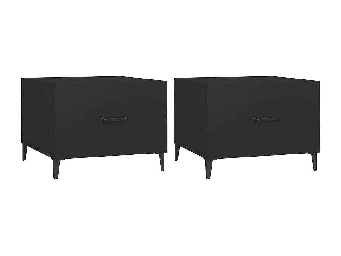 Tables basses avec pieds en métal 2 pcs Noir 50x50x40 cm