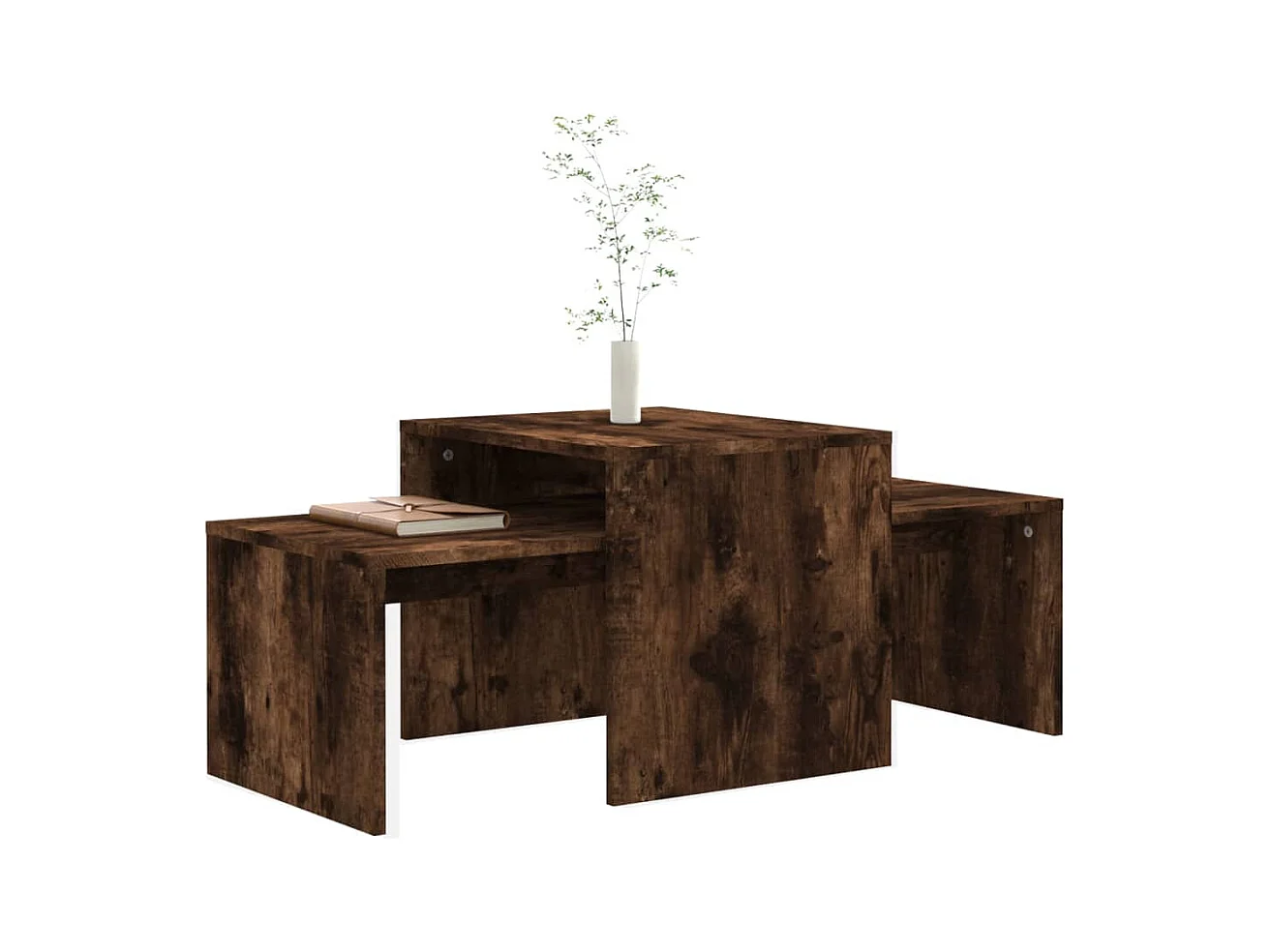 Ensemble table basse Chêne fumé 100x48x40 cm Bois d'ingénierie