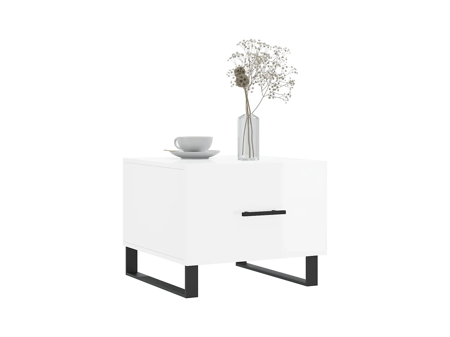 Tavolini da caffè 2 pezzi bianco lucido 50x50x40cm in legno ingegnerizzato