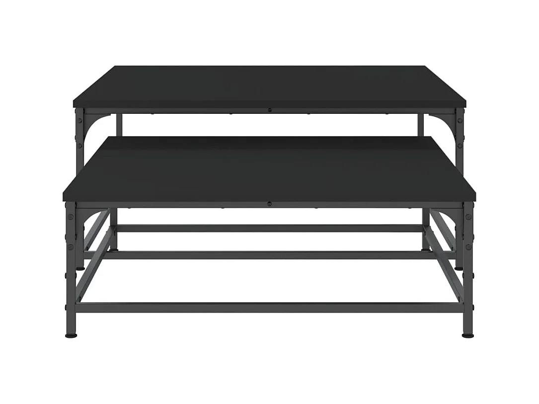 Nestbare salontafels 2 stuks zwart bewerkt hout