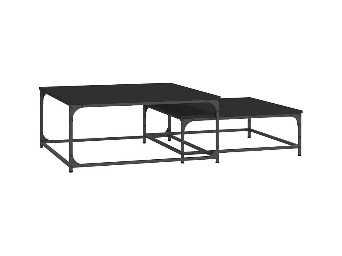 Nestbare salontafels 2 stuks zwart bewerkt hout