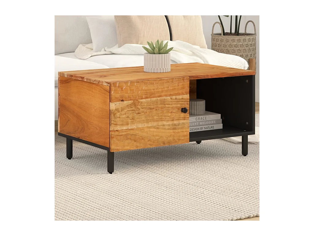 Table basse 80x50x40 cm bois massif d'acacia