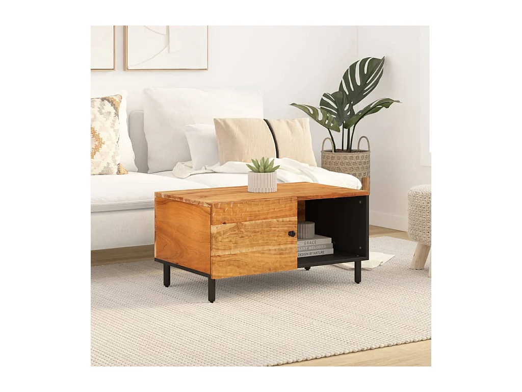 Table basse 80x50x40 cm bois massif d'acacia