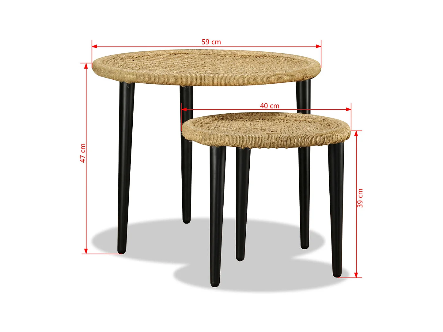 Table basse 2 pcs jute naturelle