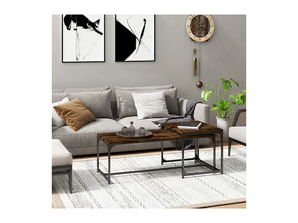 Tables basses 2 pcs Chêne fumé Bois d'ingénierie