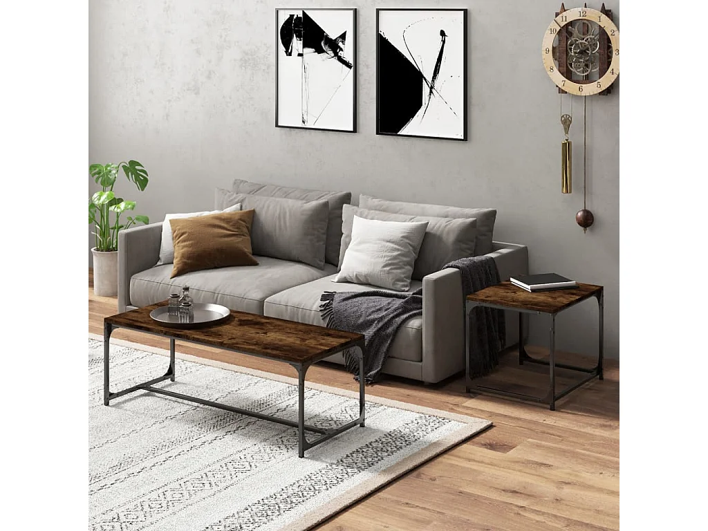 Tables basses 2 pcs Chêne fumé Bois d'ingénierie