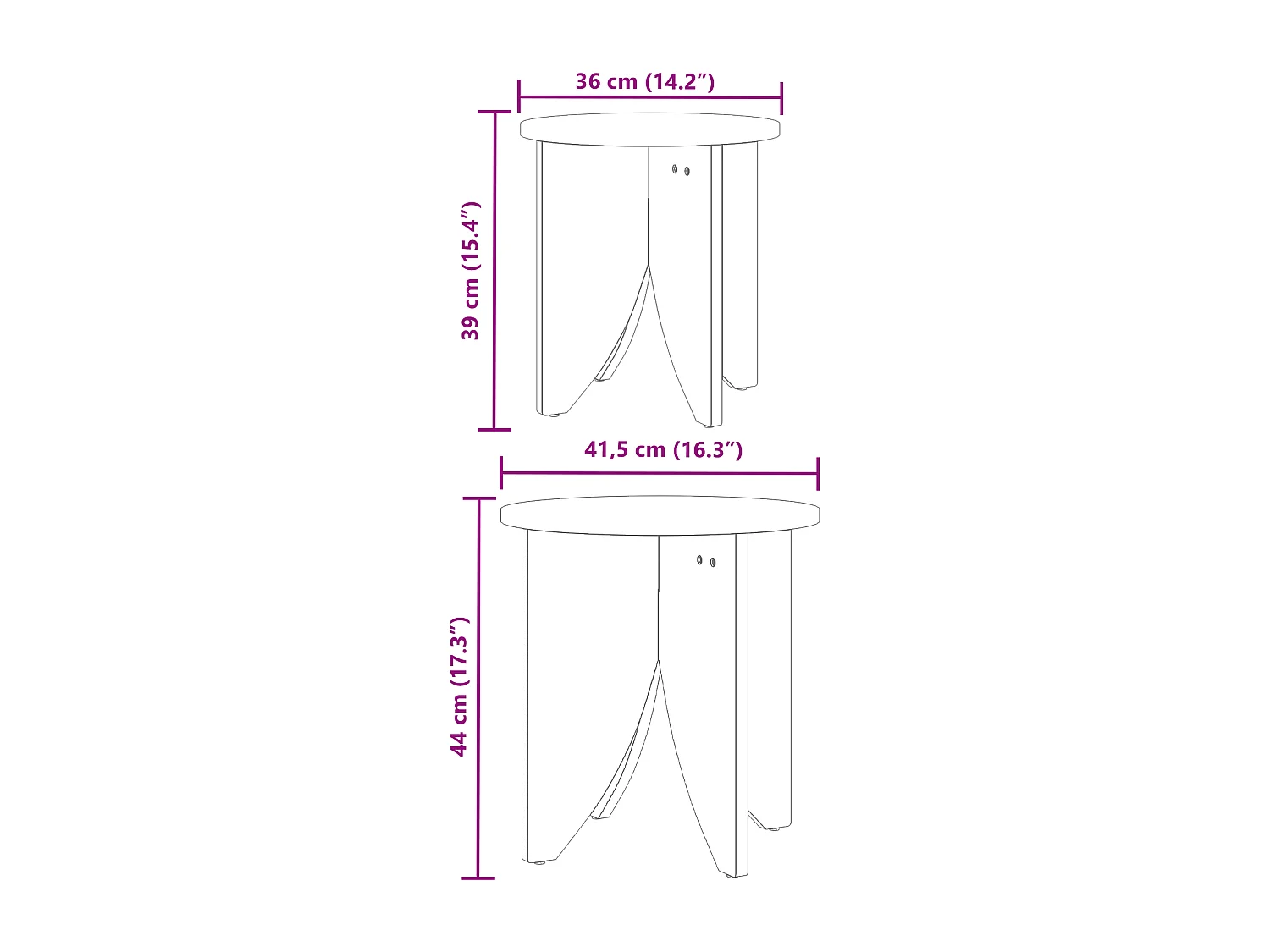 Table basse 2 pcs Naturel 41,5 x 41,5 x 44 cm
