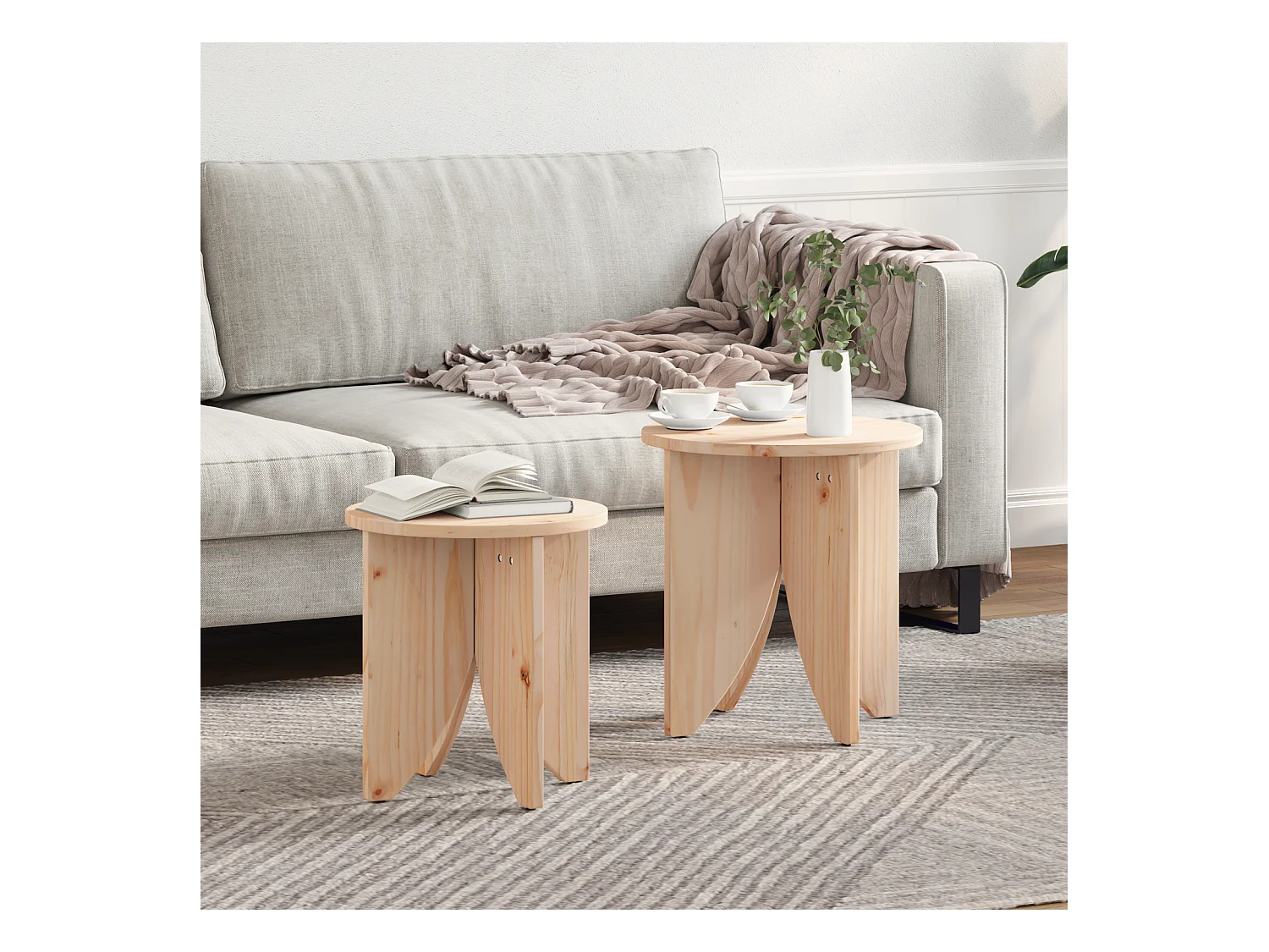 Tavolino basso 2 pezzi Naturale 41,5 x 41,5 x 44 cm