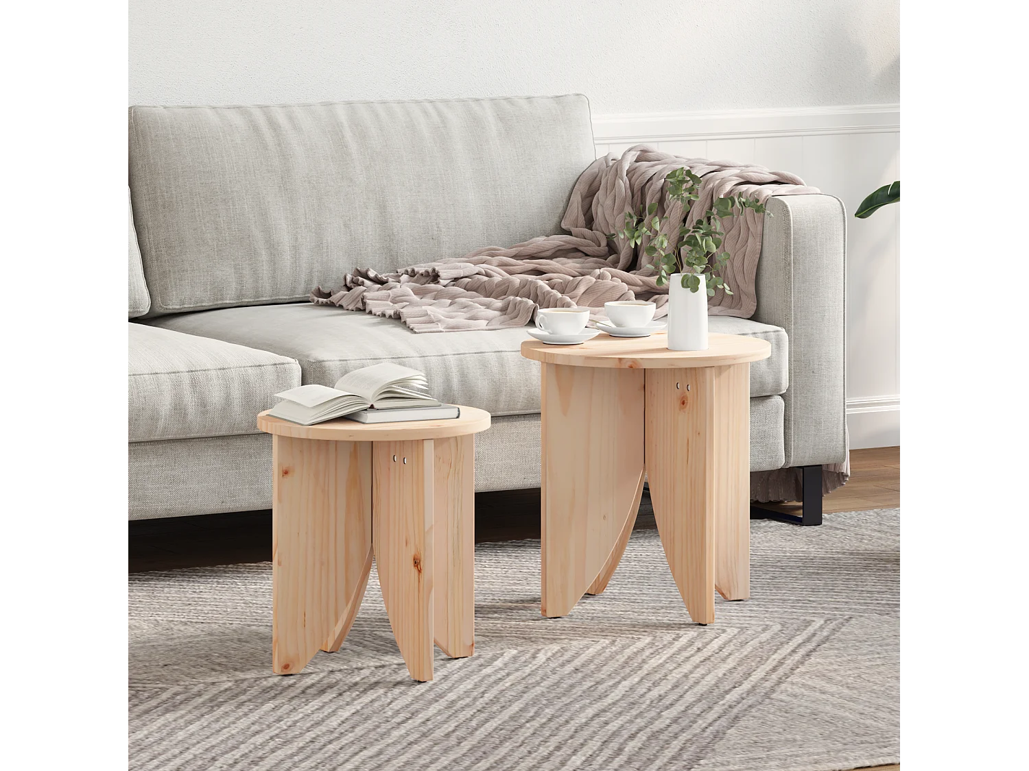 Mesa baja 2 piezas Natural 41,5 x 41,5 x 44 cm