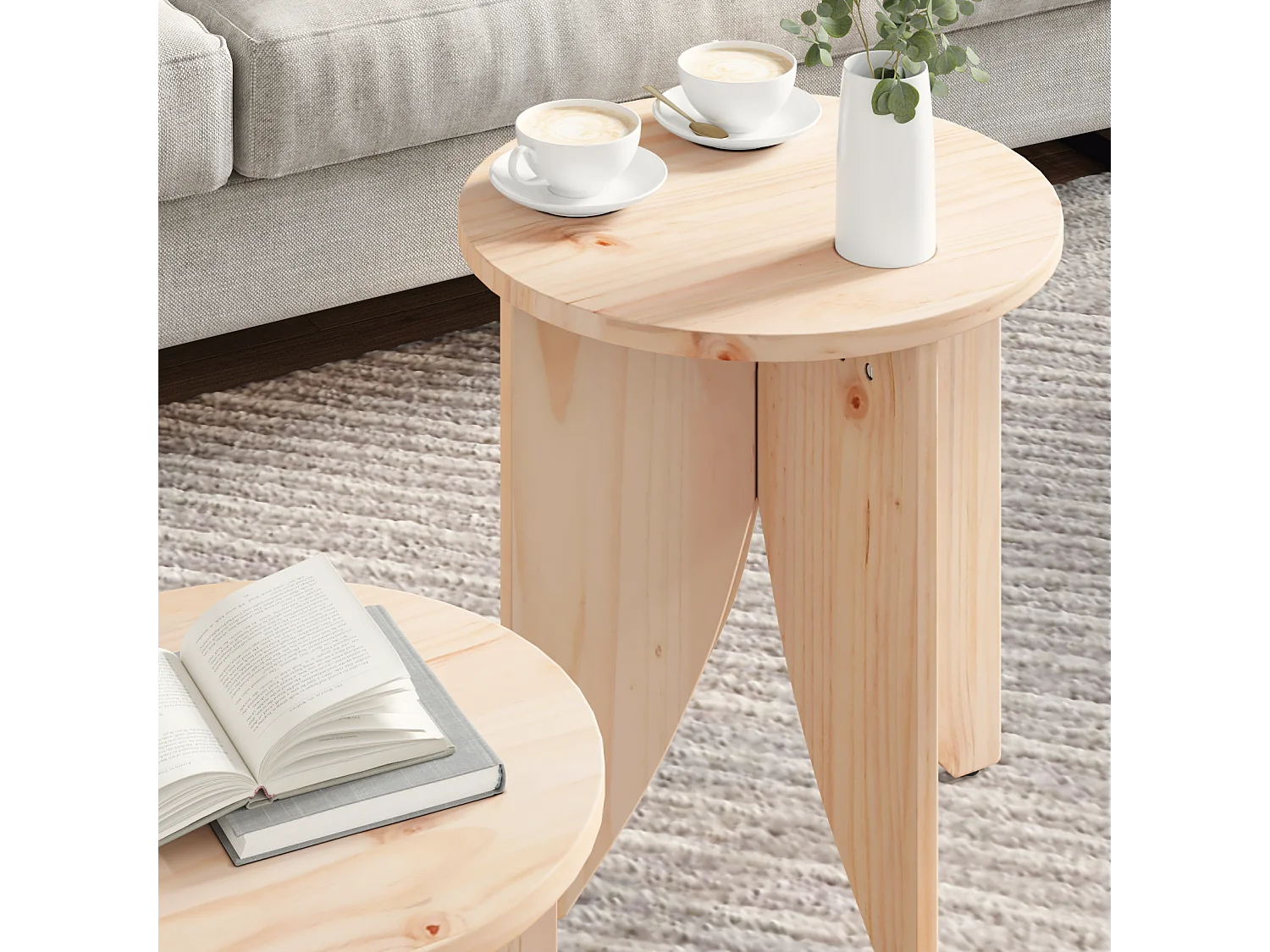 Mesa baja 2 piezas Natural 41,5 x 41,5 x 44 cm