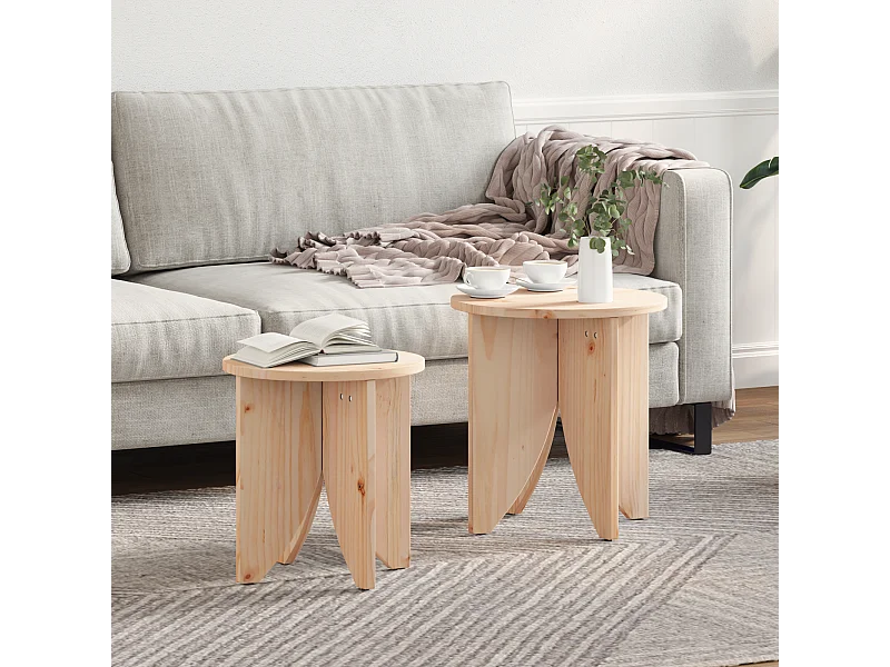 Mesa baja 2 piezas Natural 41,5 x 41,5 x 44 cm