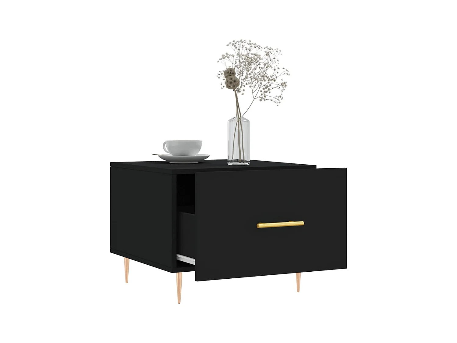 Salontafels 2 stuks zwart 50x50x40 cm bewerkt hout