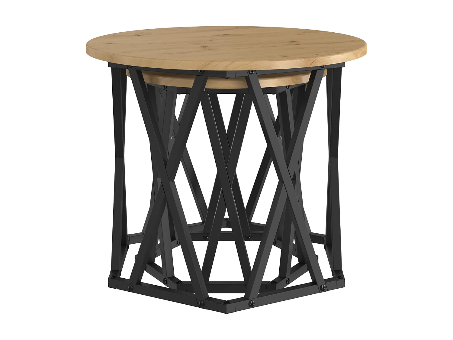 mesas auxiliares apilables de madera de ingeniería de roble artesanal