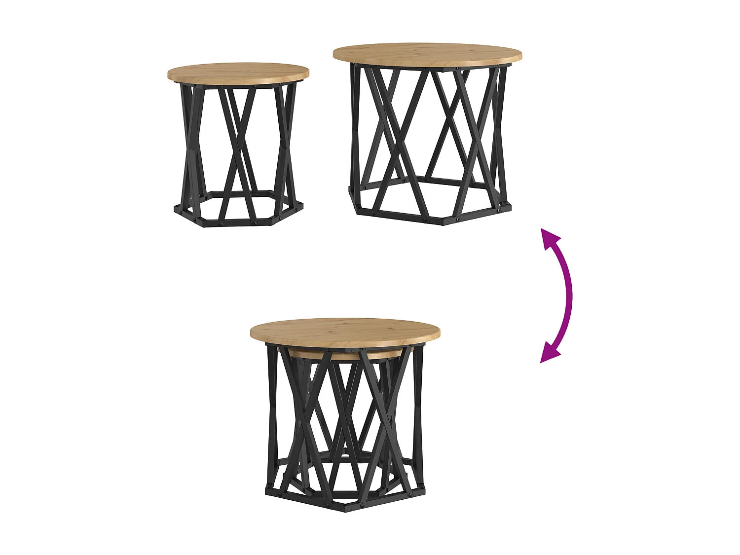 mesas auxiliares apilables de madera de ingeniería de roble artesanal
