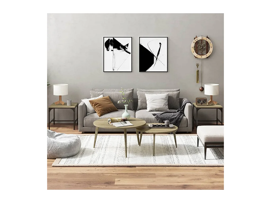 Tables d'appoint 2 pcs Chêne sonoma 40x40x35 cm Bois ingénierie