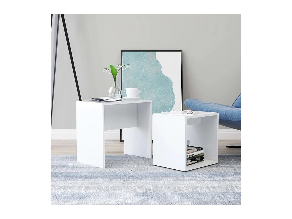 Ensemble de table basse Blanc 48x30x45 cm Bois d'ingénierie