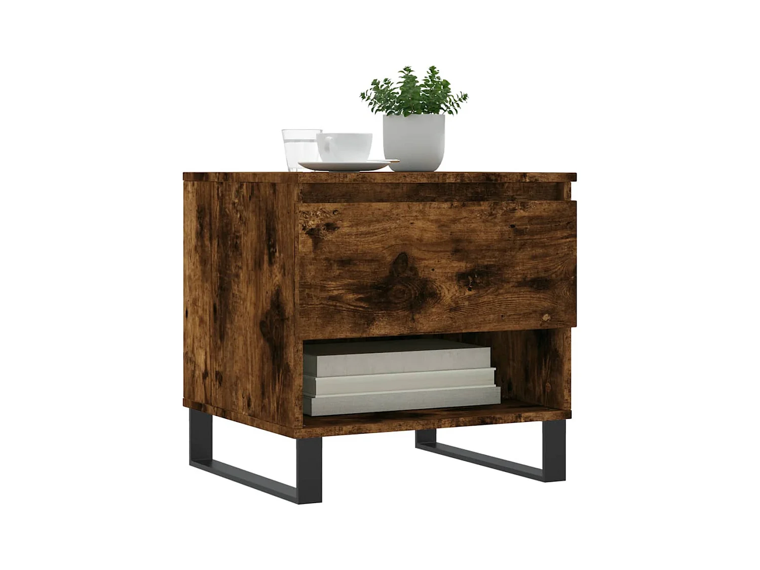 Salontafels 2 stuks gerookt eiken 50x46x50 cm bewerkt hout