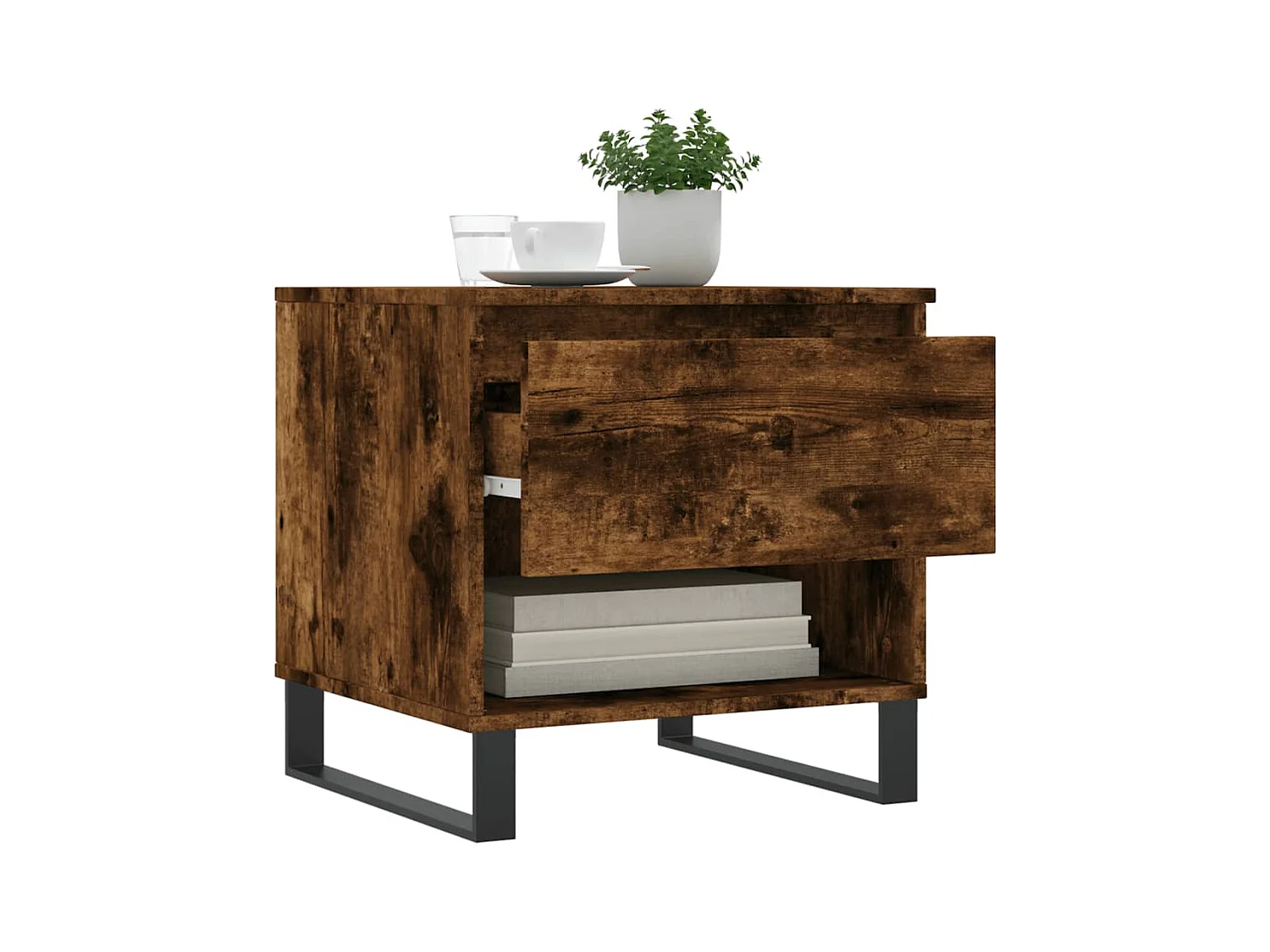 Salontafels 2 stuks gerookt eiken 50x46x50 cm bewerkt hout