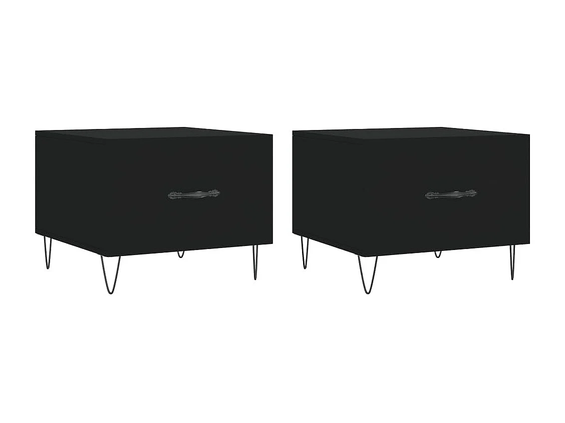 Tables basses 2 pcs noir 50x50x40 cm bois d'ingénierie